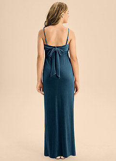 Azazie Mai Junior Blue Topaz A-Line Sweetheart Neckline Velvet Dress image2