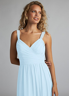 Azazie Aziza Bridesmaid Dresses Sky Blue A-Line V-Neck Pleated Chiffon Dress image5