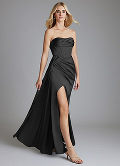 Azazie Amyra Bridesmaid Dresses Black Mermaid Off the Shoulder Stretch Satin Convertible Dress image10