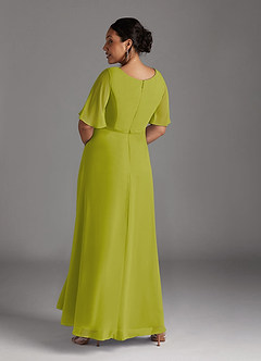 Azazie Tricia Mother of the Bride Dresses Lemongrass A-Line V-Neck Pleated Chiffon Dress image11