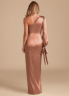 Azazie Asher Final Sale Black Sheath One Shoulder Metallic Satin Dress image6