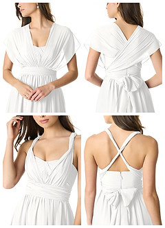 Azazie Olani Bridesmaid Dresses White A-Line One Shoulder Chiffon Convertible Dress image6