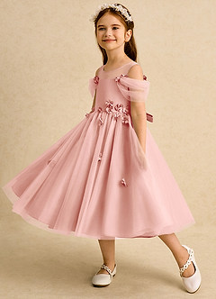Azazie Juni Robe Demoiselle D'honneur Fillette Robe Princesse en Tulle Plissée Rosette image3