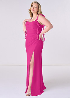 Barbie ♥ Azazie 신부 들러리 드레스 인어 쉬폰 플로어 길이 드레스 image9