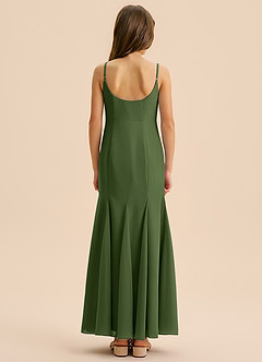 Azazie Evey Junior Syrena Pofałdowany Szyfon Długość podłogi Młodsza druhna Sukienka image2