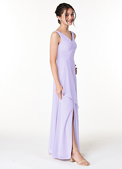 Azazie Kori Junior Lilac A-Line Ruched Chiffon Dress image3