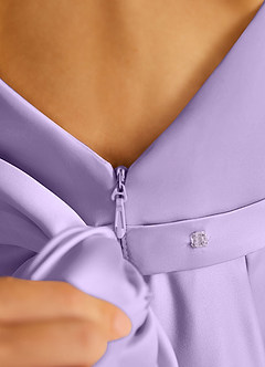 Azazie Pipsy Flower Girl Dresses Lilac A-Line Bow Matte Satin Dress image6