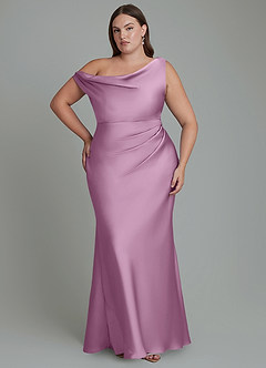 Azazie Emerson Brautjungfernkleider Meerjungfrau-Linie Schulterfrei Stretch-Satin Kleid Blauregen image8
