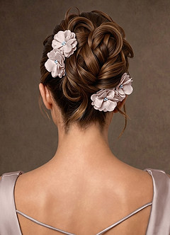 front Four-Piece Matching Color Floral Burnout Hair Clip Set
