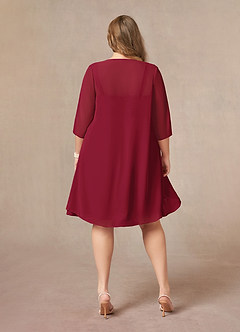 Azazie Olivia Mother of the Bride Dresses Burgundy A-Line Square Neckline Pleated Chiffon Dress image8
