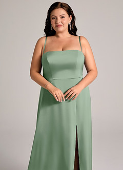 Azazie Wren Bridesmaid Dresses Matcha A-Line Strapless Stretch Satin Convertible Dress image11