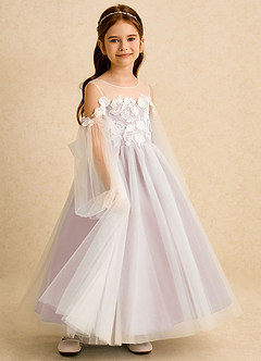 Azazie Zimi Flower Girl Dresses Blushing Pink Ball-Gown Sweetheart Neckline Tulle Dress image6