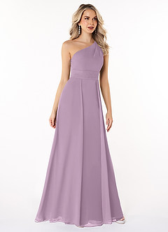 Azazie Dallas Bridesmaid Dresses Wisteria A-Line One Shoulder Chiffon Dress image3