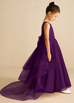 Azazie Pumpkin Flower Girl Dresses Grape A-Line Convertible Tulle Dress image3