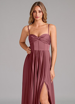 Azazie Tyla Bridesmaid Dresses Desert Rose A-Line Sweetheart Neckline Stretch Satin Dress image8