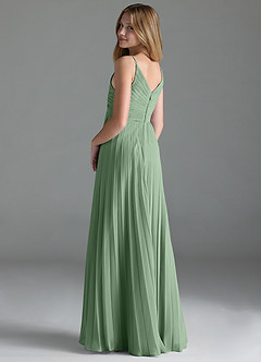 Azazie Raychelle Junior Matcha A-Line Pleated Chiffon Dress image5