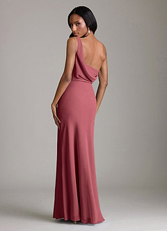 Azazie Madelyn Bridesmaid Dresses Merlot Mermaid One Shoulder Chiffon Convertible Dress image10