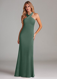 Azazie Doretta Bridesmaid Dresses Sea Moss Mermaid Pleated Chiffon Dress image3