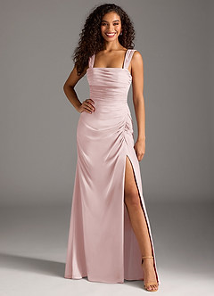 Azazie Jesaphine Abiti da Damigella Abito Tubino in Chiffon Fiocco Rosa Rossore image4