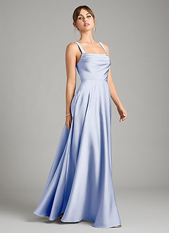Azazie Shaude Bridesmaid Dresses Ice A-Line Pleated Stretch Satin Dress image7