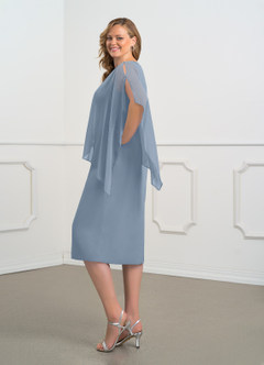 Azazie Sparrow Mother of the Bride Dresses Dusty Blue Sheath Sequins Chiffon Dress image9
