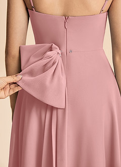 Azazie Bear Junior Vestido de Rosa Polvorienta de Gasa de Corte en A con Plisado image6