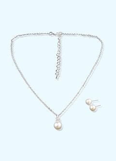 front Elegant Pearl Drop Jewelry Set