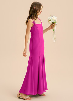 Azazie Evey Junior Abito Sirena in Chiffon Plissettato Fucsia image5