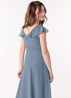 Azazie Posie Junior MAI TAI A-Line Ruched Chiffon Dress image5