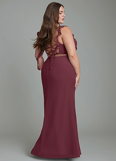 Azazie Jessamine Brautjungfernkleider Meerjungfrau-Linie Korsett Chiffon Kleid Cabernetrot image10