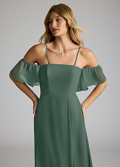Azazie Sue Bridesmaid Dresses Sea Moss A-Line Off the Shoulder Chiffon Convertible Dress image2