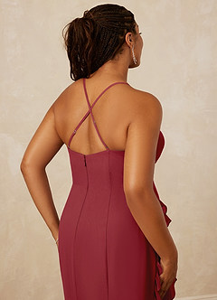 Christian Siriano Bridal for Azazie 1006 Bridesmaid Dresses Pomegranate Mermaid Ruched Chiffon Dress image16