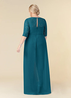 Azazie Leonine Mother of the Bride Dresses Ink Blue A-Line Scoop lace Chiffon Dress image9