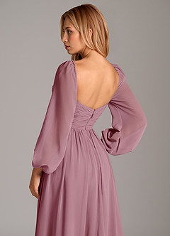 Azazie Bailee Bridesmaid Dresses Vintage Mauve A-Line Long Sleeve Chiffon Dress image2