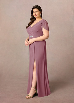 Azazie Marianne Mother of the Bride Dresses Vintage Mauve Sheath V-Neck Pleated Chiffon Dress image8