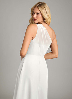 Azazie Phaedra Bridesmaid Dresses White A-Line One Shoulder Chiffon Dress image6