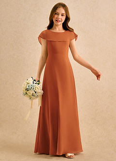 Azazie Kittie Girls Formal Flower Girl Klänningar Klä A-Line i Chiffong image6
