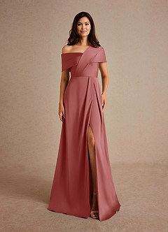 Azazie Milton Mère de la mariée Robes Robe Trapèze en Satin extensible Plissée Antique Rose image7