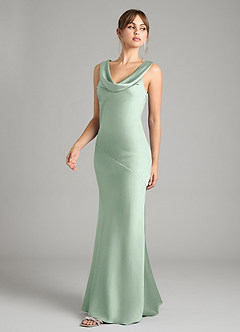 Azazie Rylina Vestidos de damas de honor Vestido de Agave de Satén Elástico de Corte Sirena image4