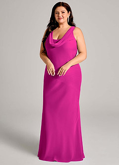 Azazie Rylina Bridesmaid Dresses Fuchsia Mermaid Pleated Chiffon Dress image9