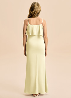 Azazie Galene Junior Lemon Sorbet Mermaid Stretch Satin Dress image2