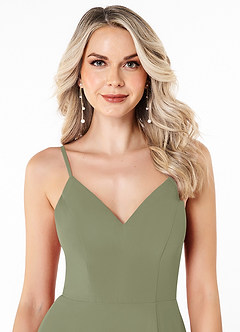 Azazie Lena Abiti da Damigella Abito A-Line in Chiffon Pizzo Pistacchio image9