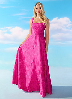 Barbie™ ❤ AZAZIE 4002 Pleated Scoop Jacquard A-line Dress image3