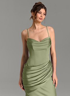 Azazie Zorah Bridesmaid Dresses Garden Sage Mermaid Corset Stretch Satin Convertible Dress image7
