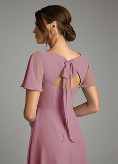 Azazie Kimber Bridesmaid Dresses Vintage Mauve A-Line Flounce Sleeve Chiffon Dress image8