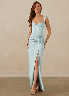 Christian Siriano Bridal for Azazie 1017 Bridesmaid Dresses Mist Sheath Sweetheart Neckline Stretch Satin Dress image1