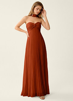 Clementine Paprika Chiffon 3D Flowers A-line Prom Dress image5