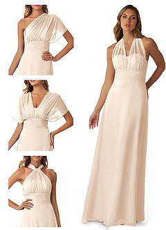 Azazie Fifi Bridesmaid Dresses White Alabaster A-Line Strapless Chiffon Convertible Dress image7