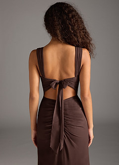 Azazie Jesaphine Bridesmaid Dresses Ganache Sheath Bow Chiffon Dress image6