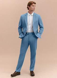 James Steel Blue Structured Stretch Suit | Suit Sets |Azazie